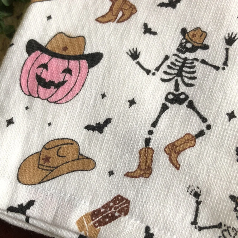 Grammercy Studio Halloween PINK Western Skeleton Kitchen Towels